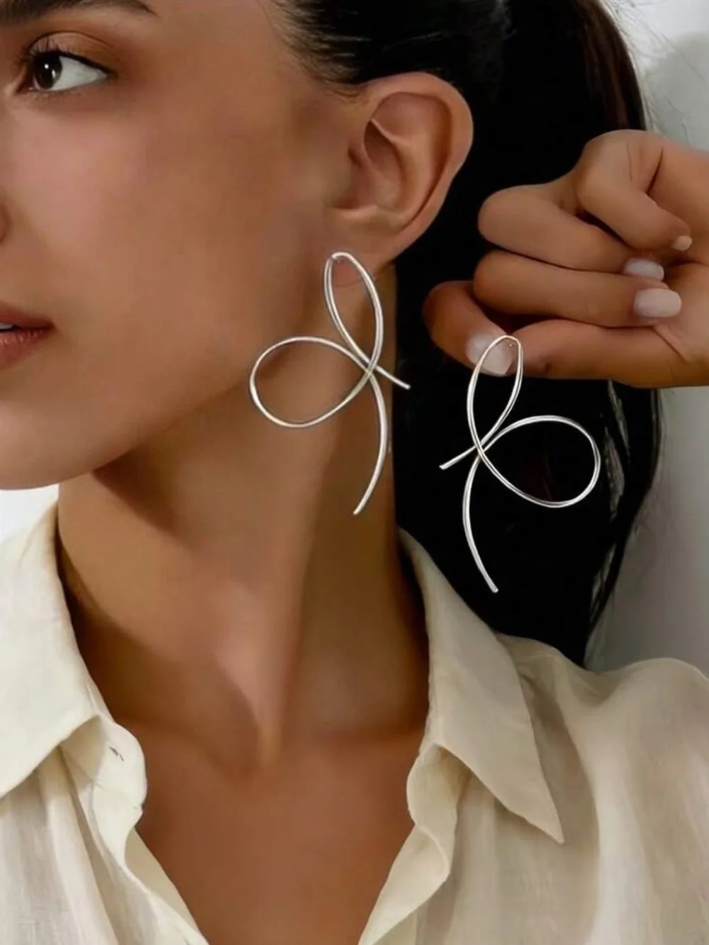 Silver Bow Earrings